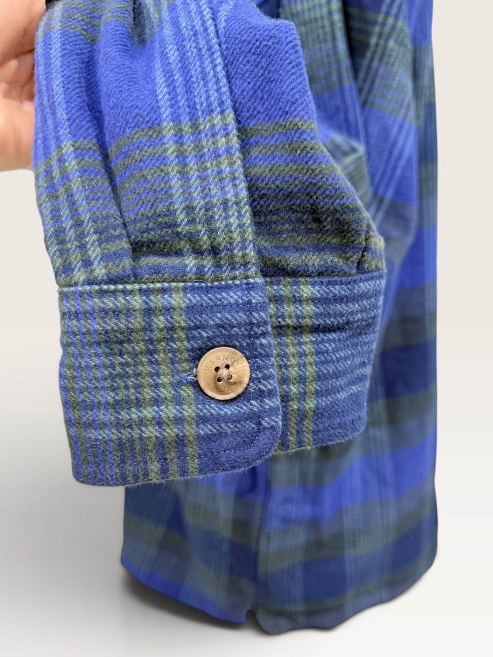 Marmot Mountain Works Men’s Incline Heavyweight Flannel Shirt Blue Plaid NWT - Picture 3 of 11